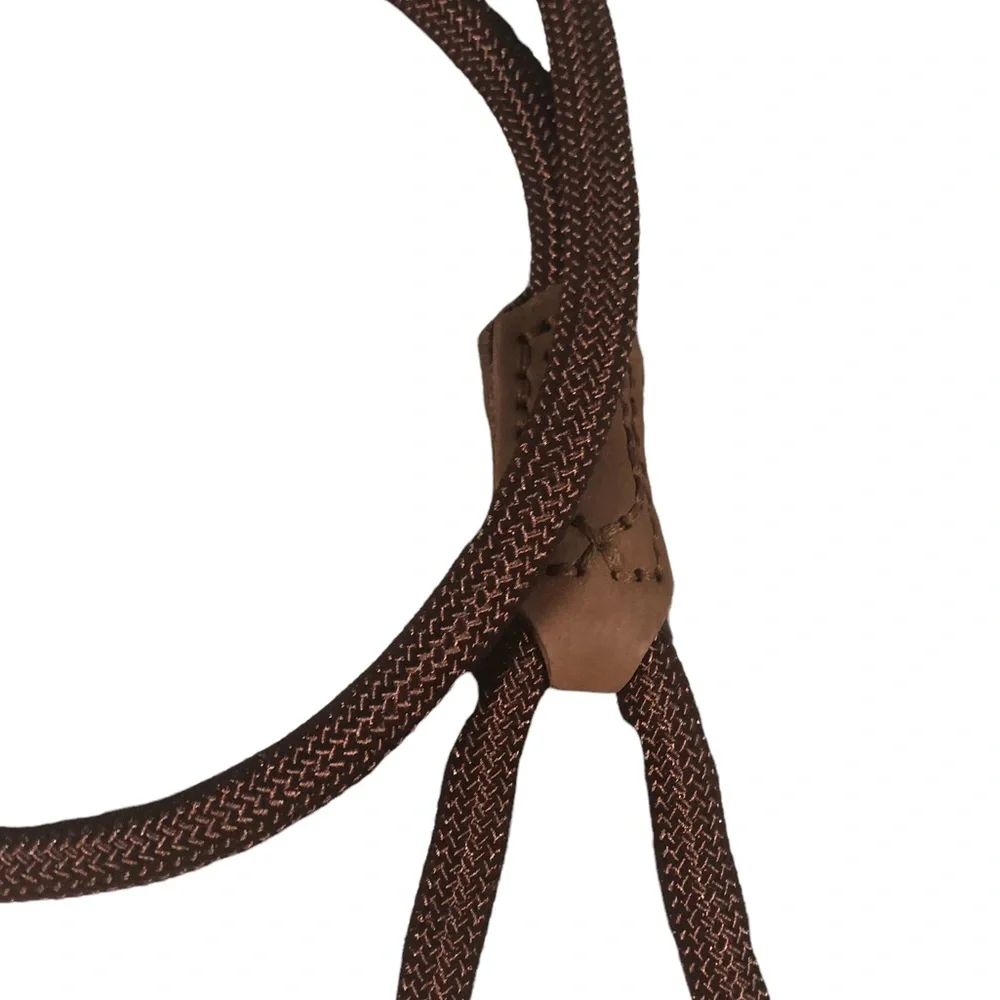 Brown Dog Leash Pet Heavy Duty Vegan Leather Detail Silver Tone Slide Latch Hook